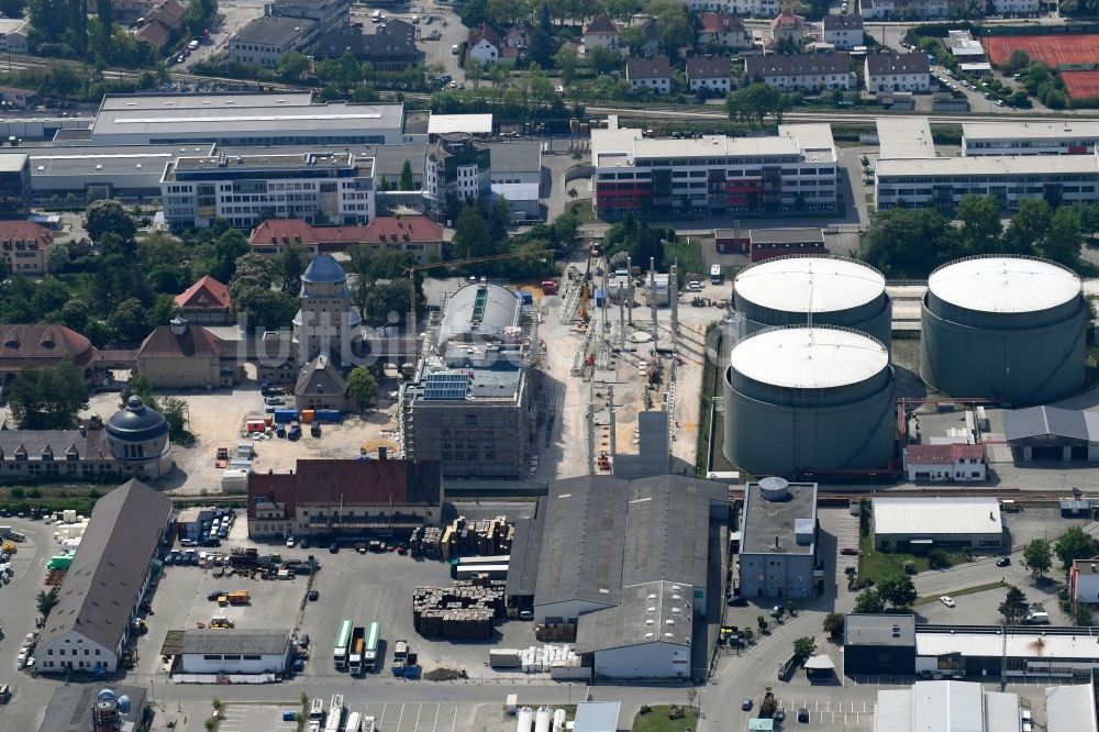 Augsburg von oben - Baustelle zum Neubau eines Zentrum für Kunst- und Kreativwirtschaft in Augsburg im Bundesland Bayern, Deutschland