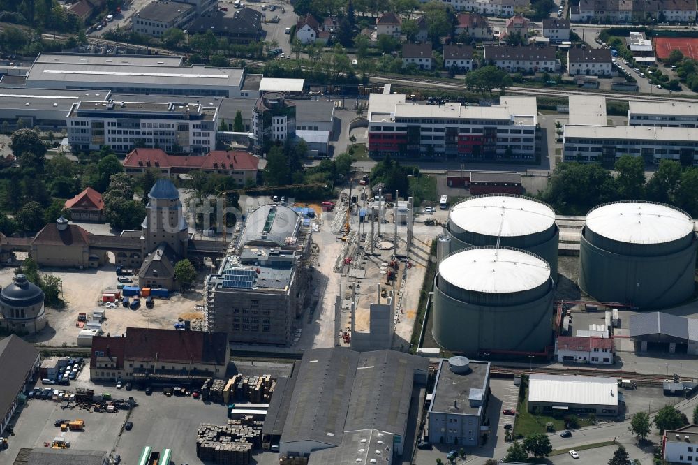 Augsburg aus der Vogelperspektive: Baustelle zum Neubau eines Zentrum für Kunst- und Kreativwirtschaft in Augsburg im Bundesland Bayern, Deutschland