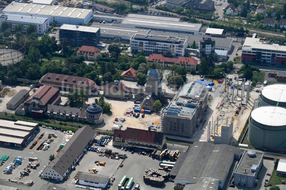 Luftaufnahme Augsburg - Baustelle zum Neubau eines Zentrum für Kunst- und Kreativwirtschaft in Augsburg im Bundesland Bayern, Deutschland