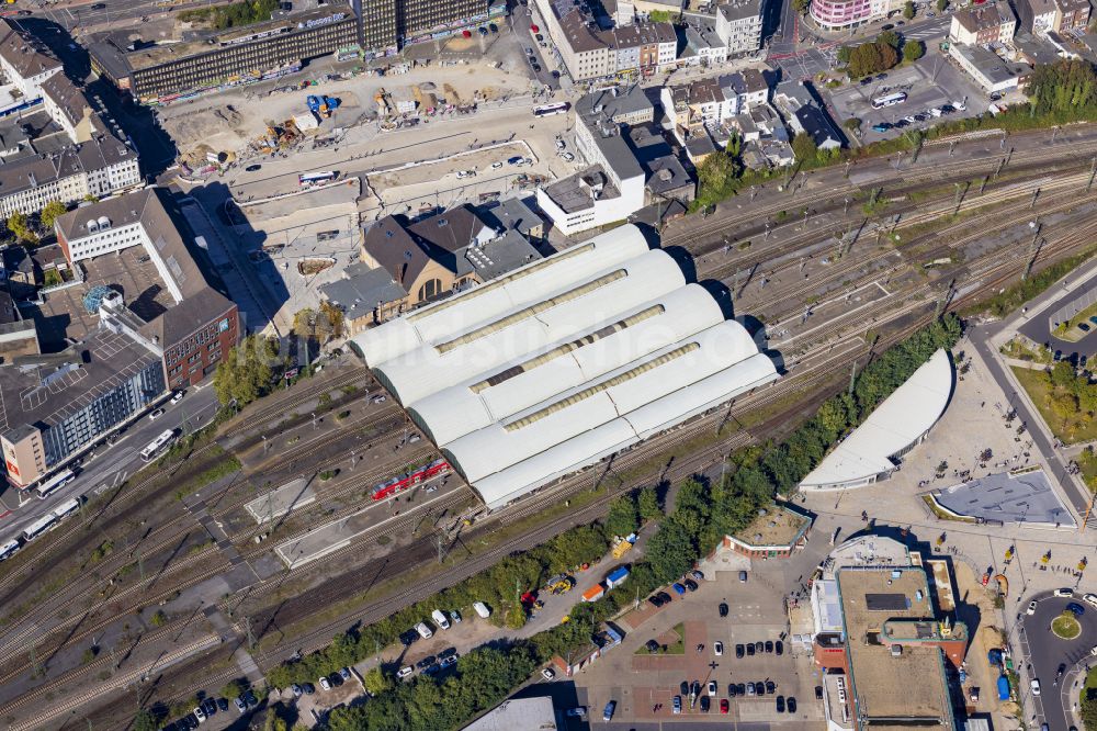 Mönchengladbach aus der Vogelperspektive: Baustelle zum Neubau des ZOB Omnibus- Bahnhof in Mönchengladbach im Bundesland Nordrhein-Westfalen, Deutschland