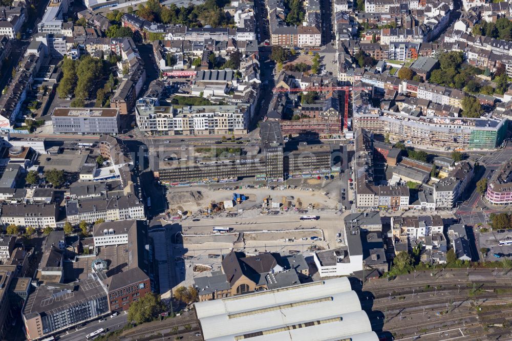 Luftaufnahme Mönchengladbach - Baustelle zum Neubau des ZOB Omnibus- Bahnhof in Mönchengladbach im Bundesland Nordrhein-Westfalen, Deutschland