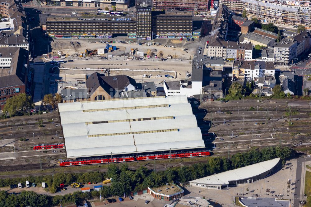 Mönchengladbach von oben - Baustelle zum Neubau des ZOB Omnibus- Bahnhof in Mönchengladbach im Bundesland Nordrhein-Westfalen, Deutschland