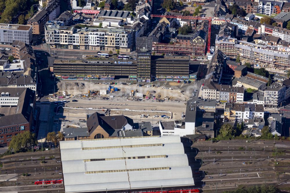 Mönchengladbach aus der Vogelperspektive: Baustelle zum Neubau des ZOB Omnibus- Bahnhof in Mönchengladbach im Bundesland Nordrhein-Westfalen, Deutschland