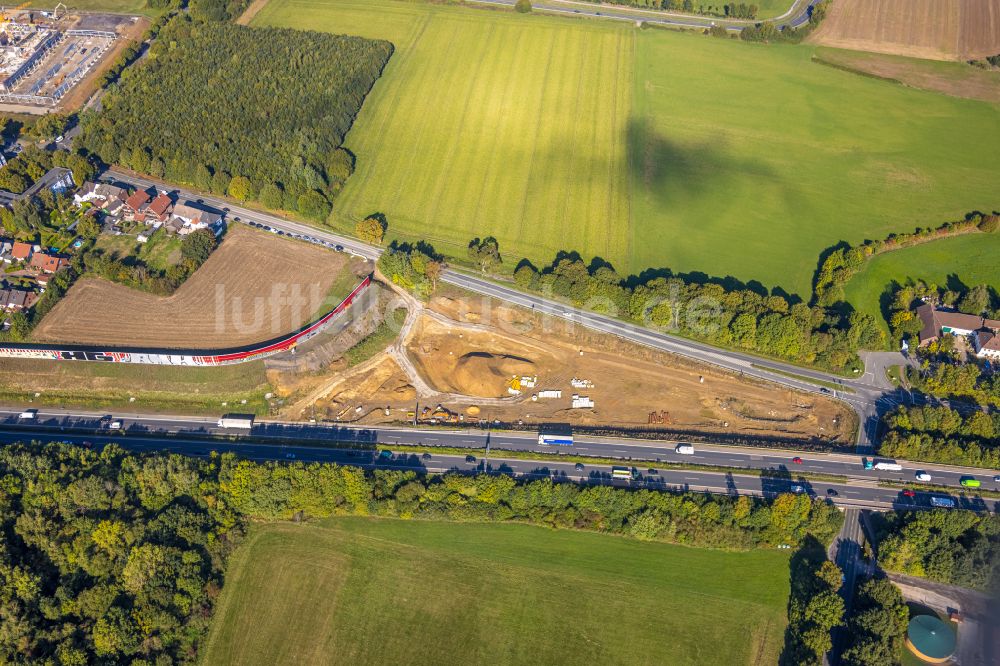 Luftaufnahme Brackel - Baustelle zum Neubau und zur Erweiterung des Straßenverlaufes der B1 bei Brackel im Bundesland Nordrhein-Westfalen, Deutschland