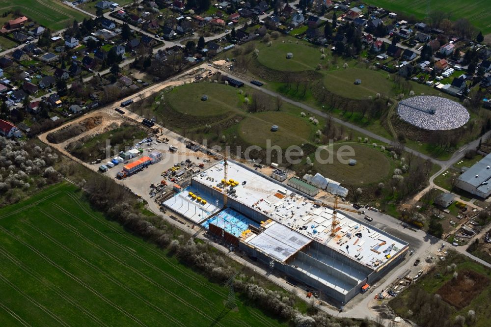 Lindenberg aus der Vogelperspektive: Baustelle zum Neubau Zwischenpumpwerk ZPW in Lindenberg im Bundesland Brandenburg, Deutschland