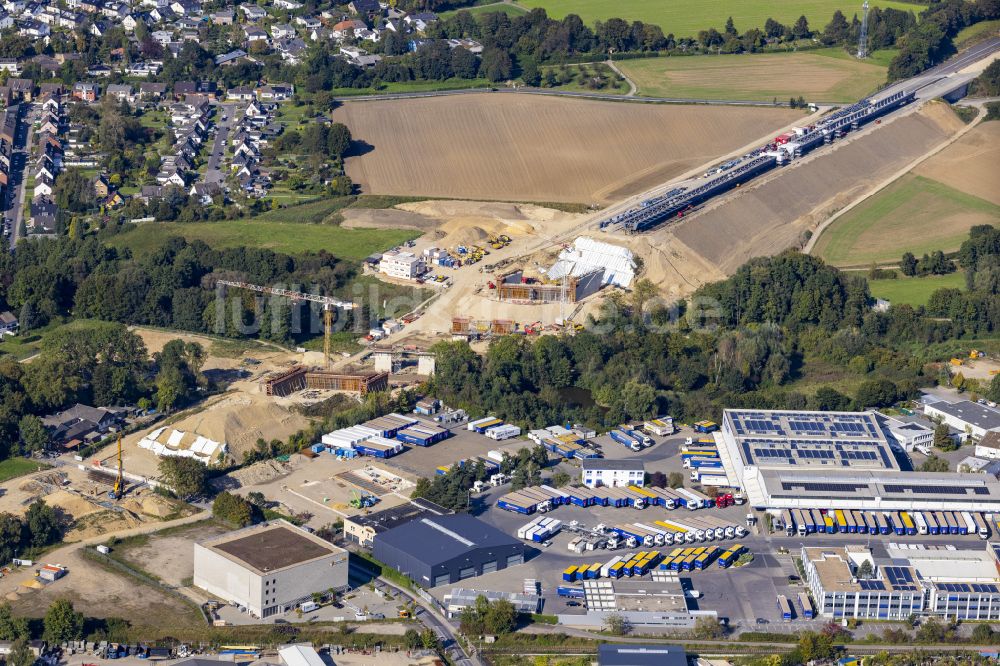 Luftbild Aachen - Baustelle zum Sanierung und Instandsetzung des Autobahn- Brückenbauwerk Haarbachtalbrücke in Aachen im Bundesland Nordrhein-Westfalen, Deutschland