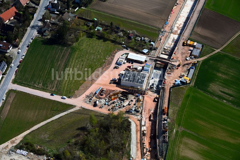 Nürnberg von oben - Baustelle zum Schienen- Tunnel- Neubau der U-Bahn in Nürnberg im Bundesland Bayern, Deutschland