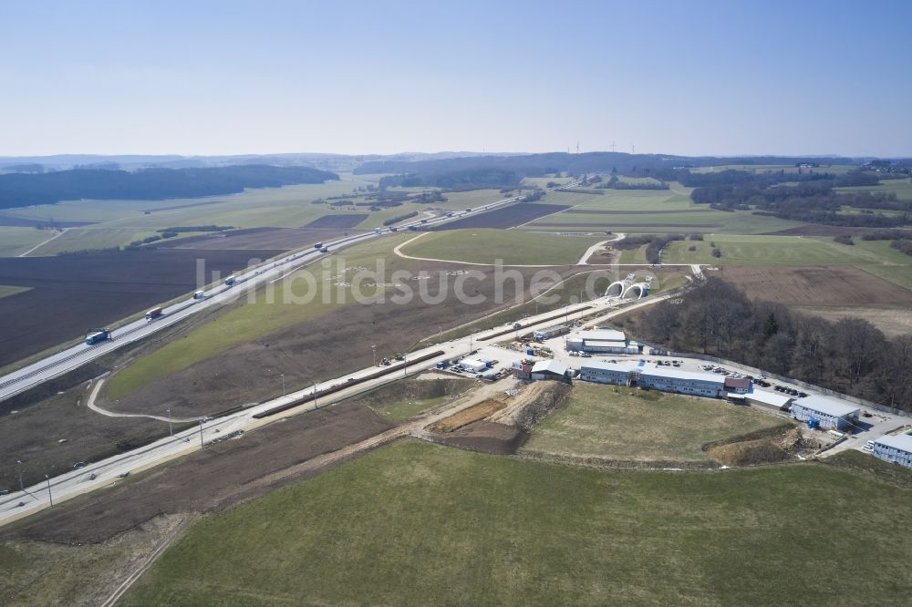 Hohenstadt aus der Vogelperspektive: Baustelle zum Schienen- Tunnel- Neubau Steinbühltunnel, Ostportal in Hohenstadt im Bundesland Baden-Württemberg, Deutschland