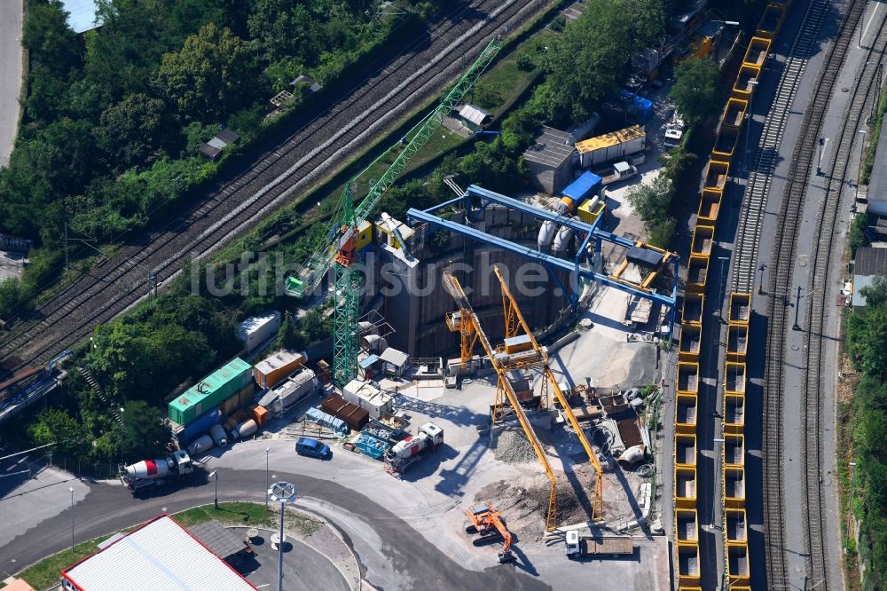 Luftbild Stuttgart - Baustelle zum Schienen- Tunnel- Neubau Tunnel Cannstatt S21 in Stuttgart im Bundesland Baden-Württemberg, Deutschland