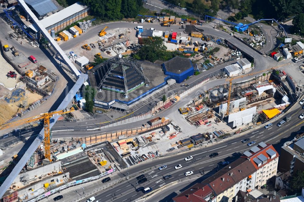 Luftaufnahme Stuttgart - Baustelle zum Schienen- Tunnel- Neubau zum Projekt S21 entlang der Willy-Brandt-Straße in Stuttgart im Bundesland Baden-Württemberg, Deutschland