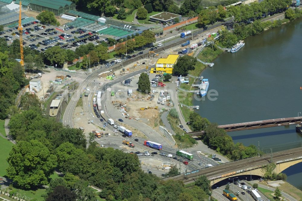 Stuttgart von oben - Baustelle zum Tunnel- Neubau Straßenbauprojekt Rosensteintunnel in Stuttgart im Bundesland Baden-Württemberg