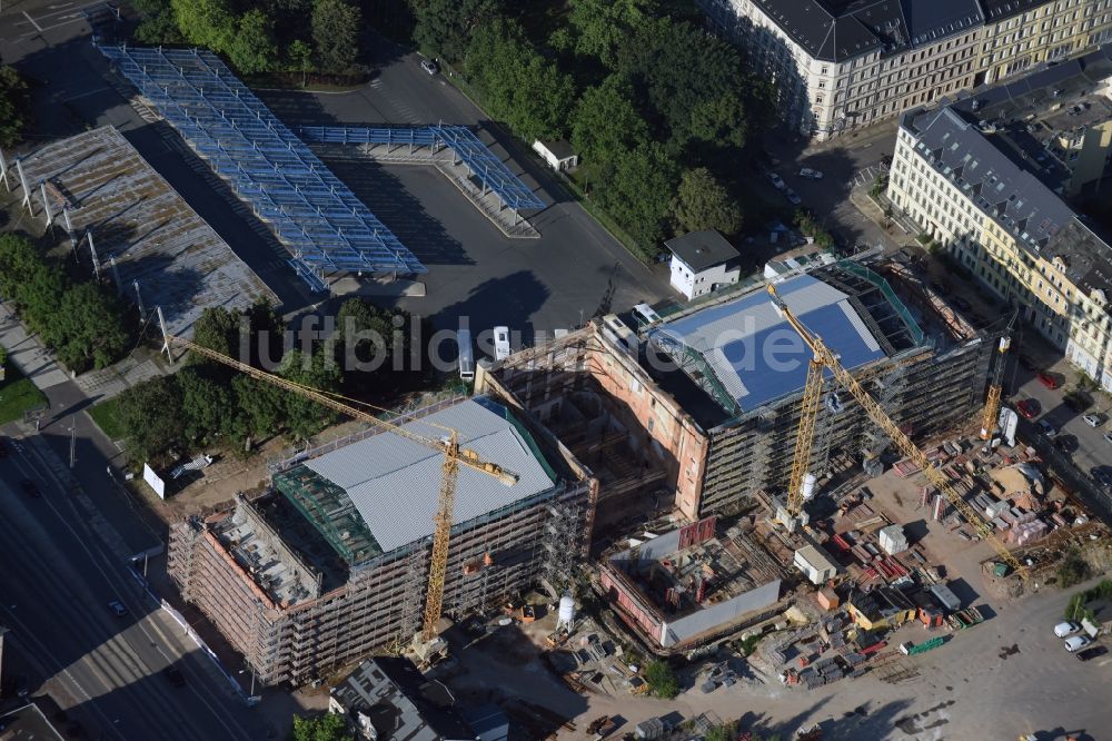 Chemnitz aus der Vogelperspektive: Baustelle zum Umbau der Aktienspinnerei in die Bibliothek der TU Chemnitz in Chemnitz im Bundesland Sachsen