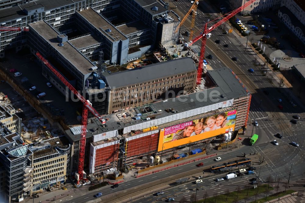 Luftbild Leipzig - Baustelle zum Umbau und Ausbau des denkmalgeschützten Altbau- Gebäudes der Firma REINBAU GmbH in Leipzig im Bundesland Sachsen