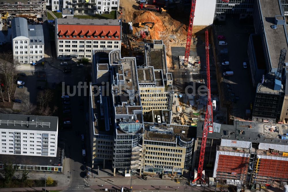 Leipzig von oben - Baustelle zum Umbau und Ausbau des denkmalgeschützten Altbau- Gebäudes der Firma REINBAU GmbH in Leipzig im Bundesland Sachsen