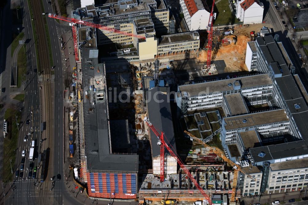 Luftbild Leipzig - Baustelle zum Umbau und Ausbau des denkmalgeschützten Altbau- Gebäudes der Firma REINBAU GmbH in Leipzig im Bundesland Sachsen