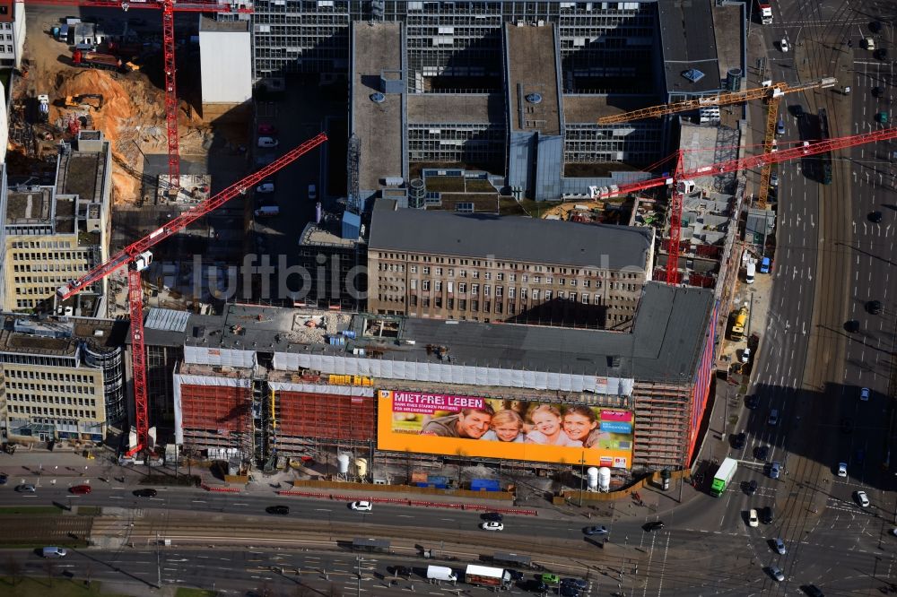 Luftbild Leipzig - Baustelle zum Umbau und Ausbau des denkmalgeschützten Altbau- Gebäudes der Firma REINBAU GmbH in Leipzig im Bundesland Sachsen