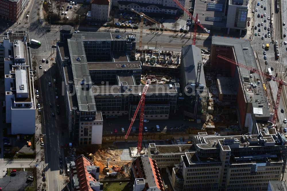 Luftbild Leipzig - Baustelle zum Umbau und Ausbau des denkmalgeschützten Altbau- Gebäudes der Firma REINBAU GmbH in Leipzig im Bundesland Sachsen