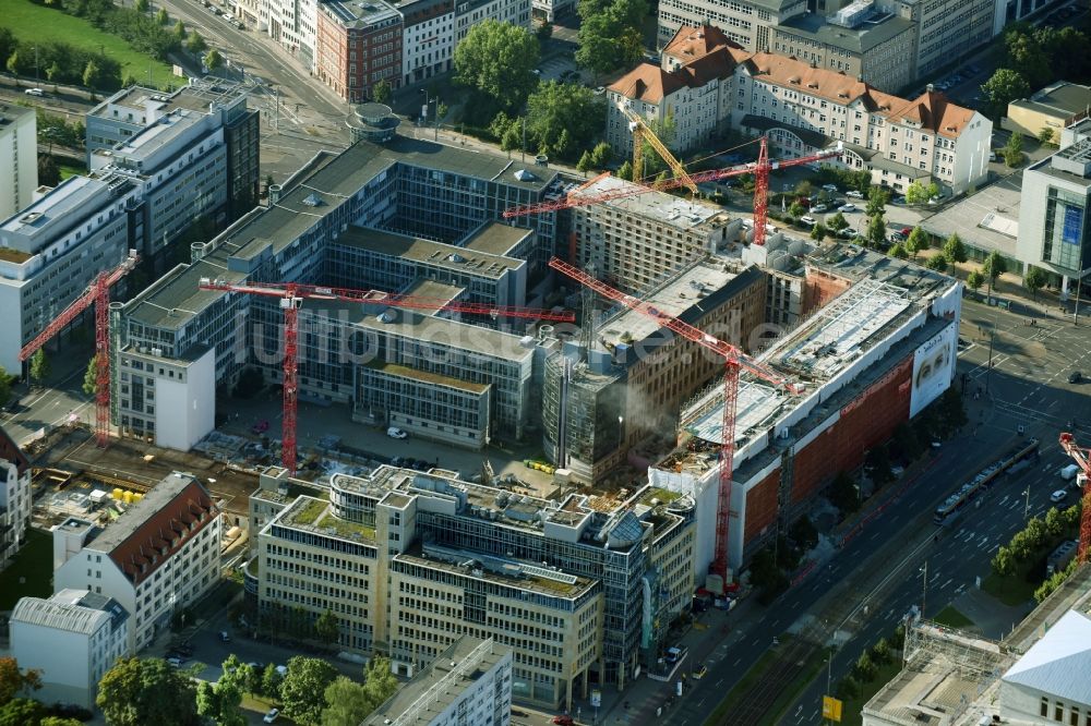 Luftaufnahme Leipzig - Baustelle zum Umbau und Ausbau des denkmalgeschützten Altbau- Gebäudes der Firma REINBAU GmbH in Leipzig im Bundesland Sachsen