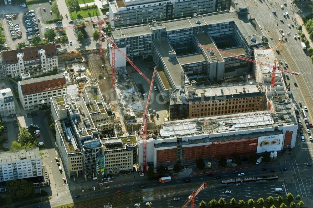 Luftbild Leipzig - Baustelle zum Umbau und Ausbau des denkmalgeschützten Altbau- Gebäudes der Firma REINBAU GmbH in Leipzig im Bundesland Sachsen