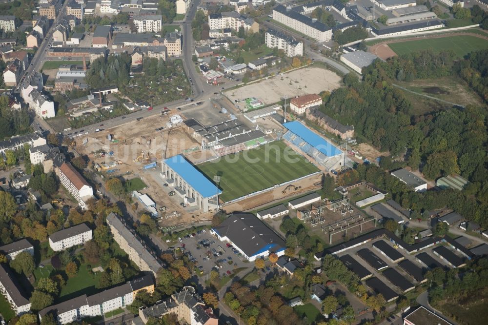 Luftbild Chemnitz - Baustelle zum Umbau des CFC - Stadion in Chemnitz im Bundesland Sachsen