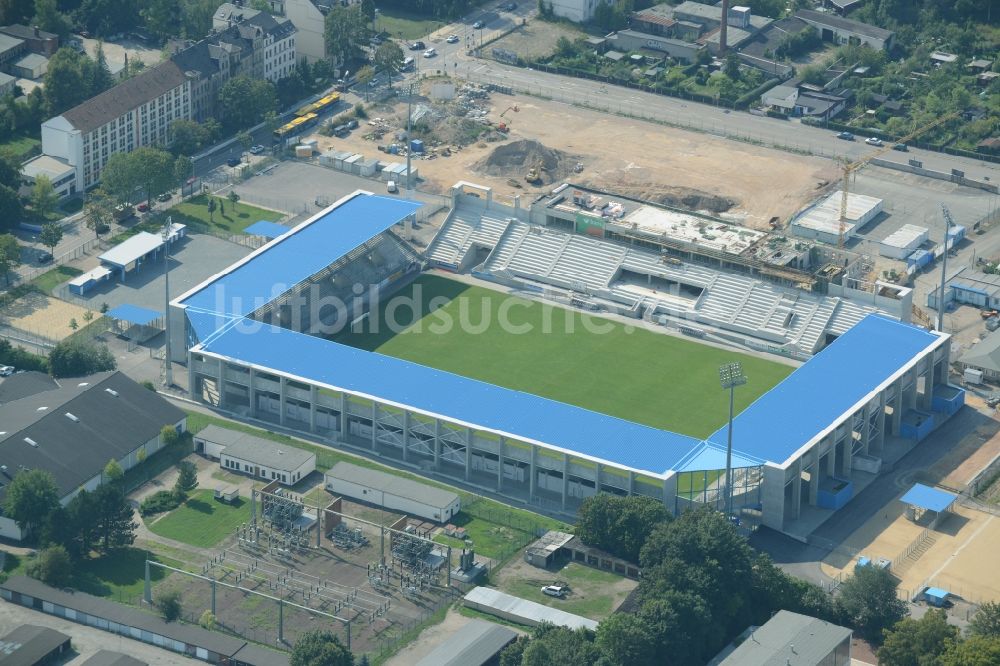 Chemnitz von oben - Baustelle zum Umbau des CFC - Stadion in Chemnitz im Bundesland Sachsen