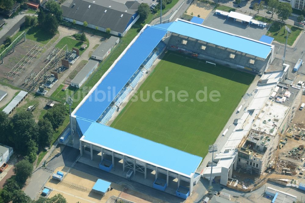 Luftbild Chemnitz - Baustelle zum Umbau des CFC - Stadion in Chemnitz im Bundesland Sachsen