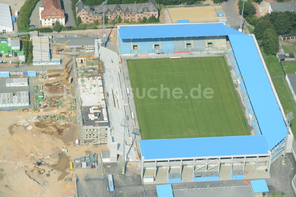 Chemnitz von oben - Baustelle zum Umbau des CFC - Stadion in Chemnitz im Bundesland Sachsen