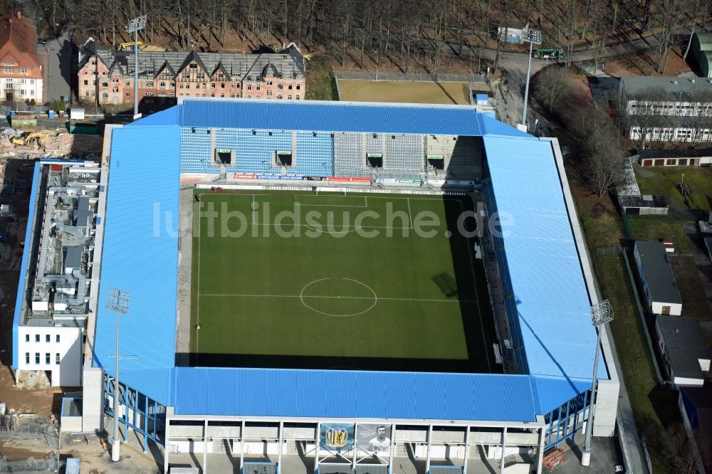 Chemnitz von oben - Baustelle zum Umbau des CFC - Stadion in Chemnitz im Bundesland Sachsen