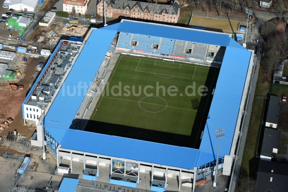 Luftbild Chemnitz - Baustelle zum Umbau des CFC - Stadion in Chemnitz im Bundesland Sachsen