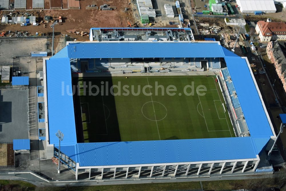 Luftaufnahme Chemnitz - Baustelle zum Umbau des CFC - Stadion in Chemnitz im Bundesland Sachsen