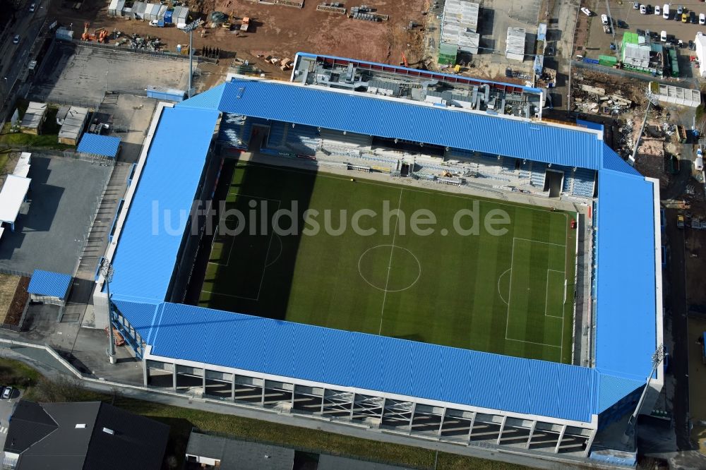 Chemnitz von oben - Baustelle zum Umbau des CFC - Stadion in Chemnitz im Bundesland Sachsen