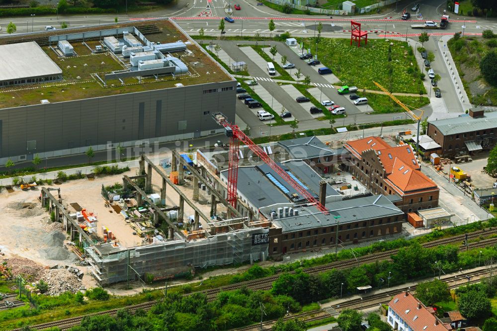 Heidelberg von oben - Baustelle zum Umbau des ehemaligen ehemalige Betriebswerk in Heidelberg im Bundesland Baden-Württemberg, Deutschland