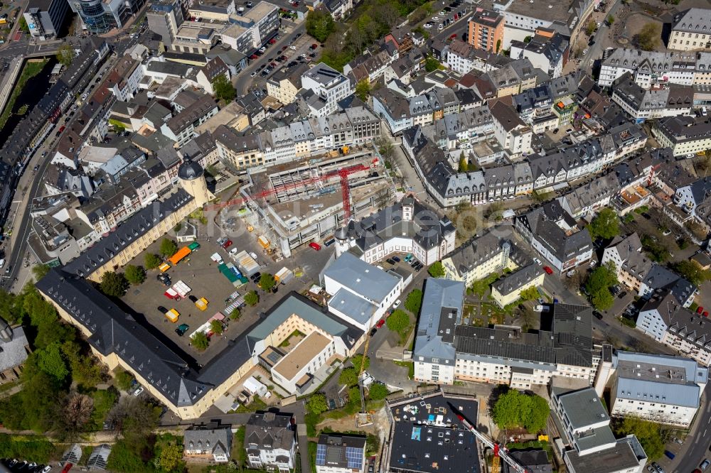 Luftbild Siegen - Baustelle zum Umbau des ehemaligen Einkaufszentrum zum Seminar- und Hörsaalzentrum in Siegen im Bundesland Nordrhein-Westfalen, Deutschland