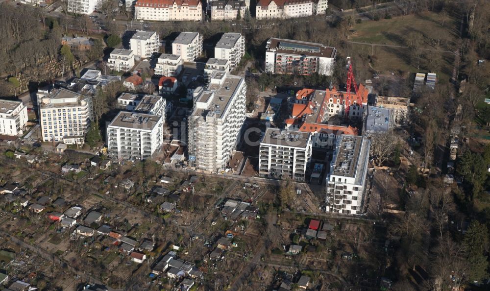 Luftaufnahme Mainz - Baustelle zum Umbau des ehemaligen Hildgardis Krankenhauses zum Wohnquartier Hildegardis in Mainz im Bundesland Rheinland-Pfalz, Deutschland