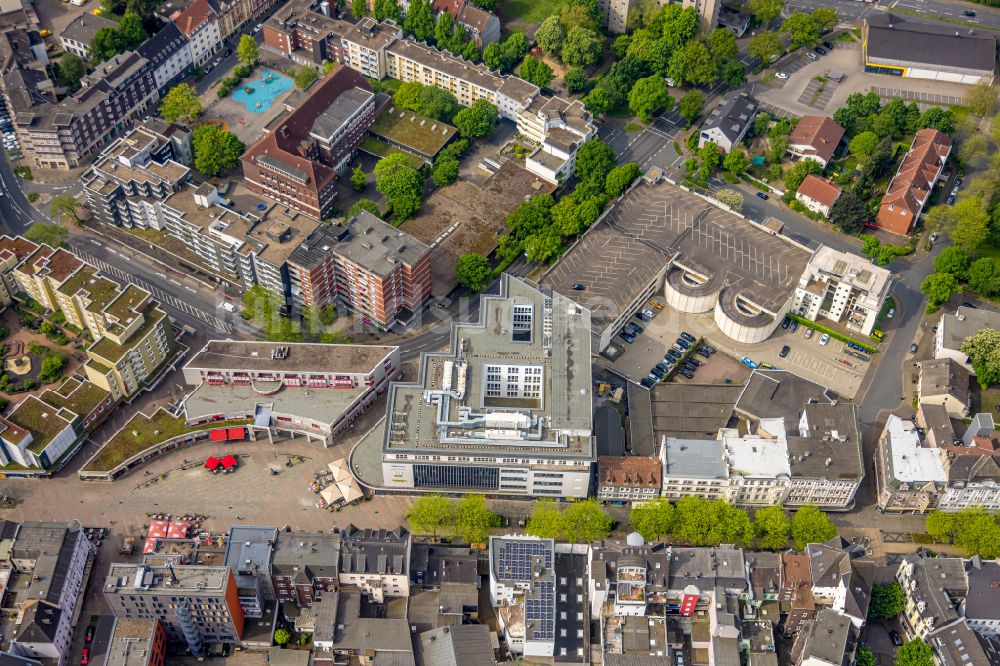 Luftbild Herne - Baustelle zum Umbau des ehemaligen Kaufhaus zu einem Büro- und Geschäftshaus in Herne im Bundesland Nordrhein-Westfalen, Deutschland