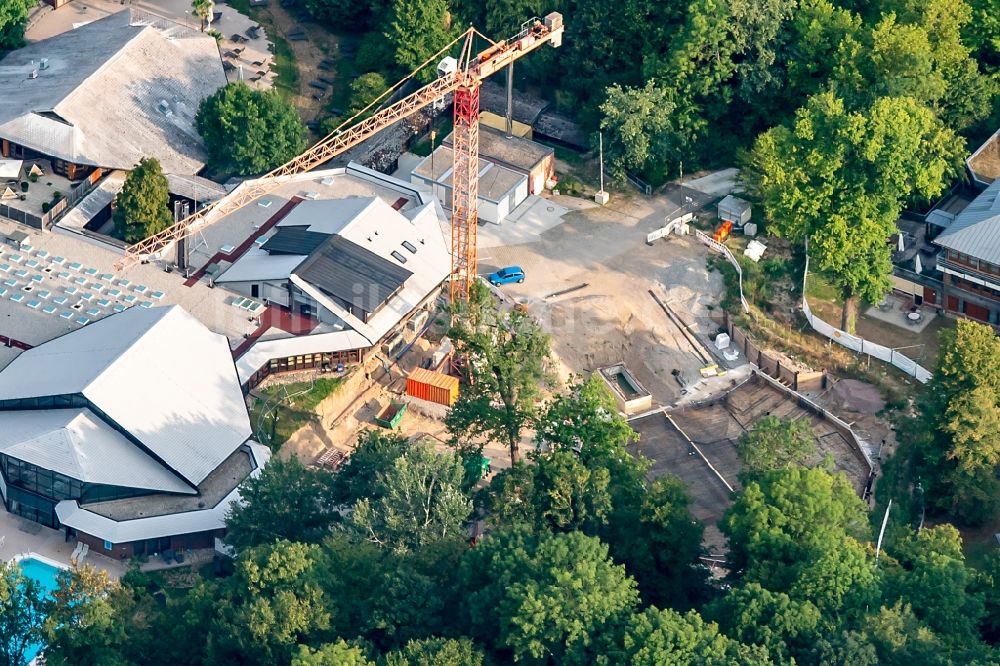 Luftbild Freiburg im Breisgau - Baustelle zum Umbau und Erweiterung Keidel Thermalbad in Freiburg im Breisgau im Bundesland Baden-Württemberg, Deutschland