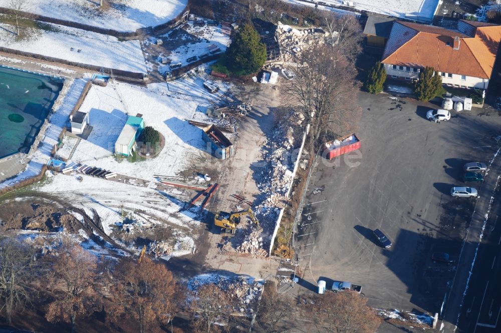 Luftaufnahme Göttingen - Baustelle zum Umbau eines Freibades im Ortsteil Weende in Göttingen im Bundesland Niedersachsen