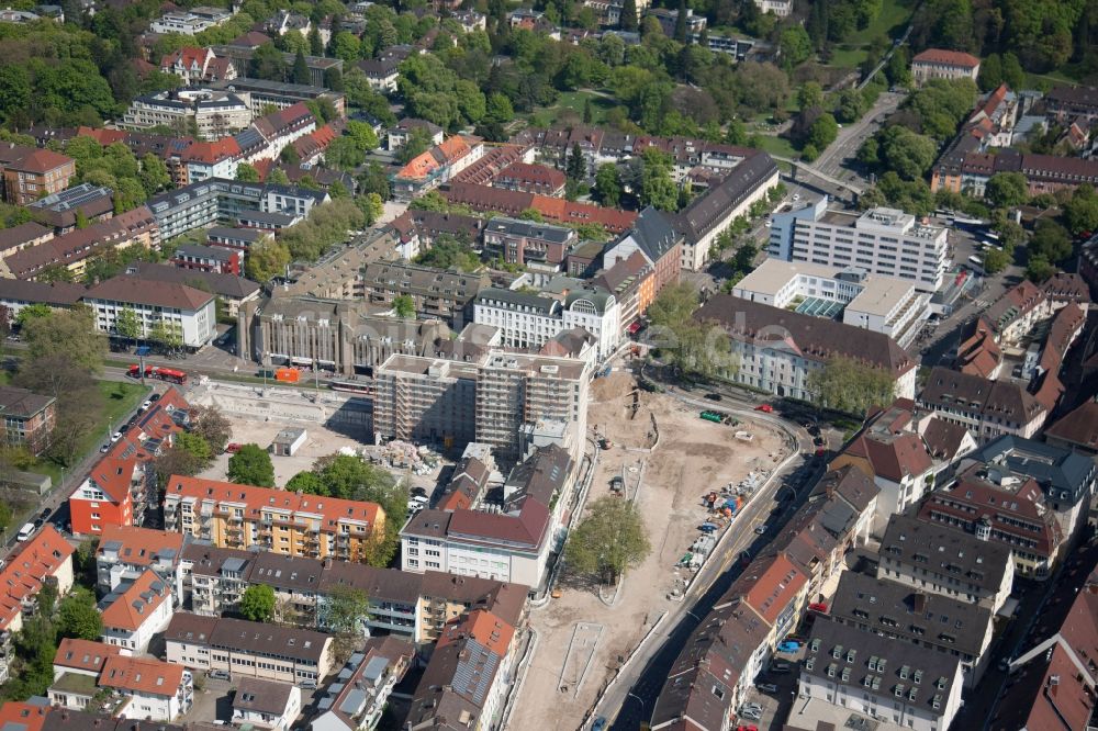 Luftaufnahme Freiburg im Breisgau - Baustelle zum Umbau des Friedrichsrings in Freiburg im Breisgau im Bundesland Baden-Württemberg