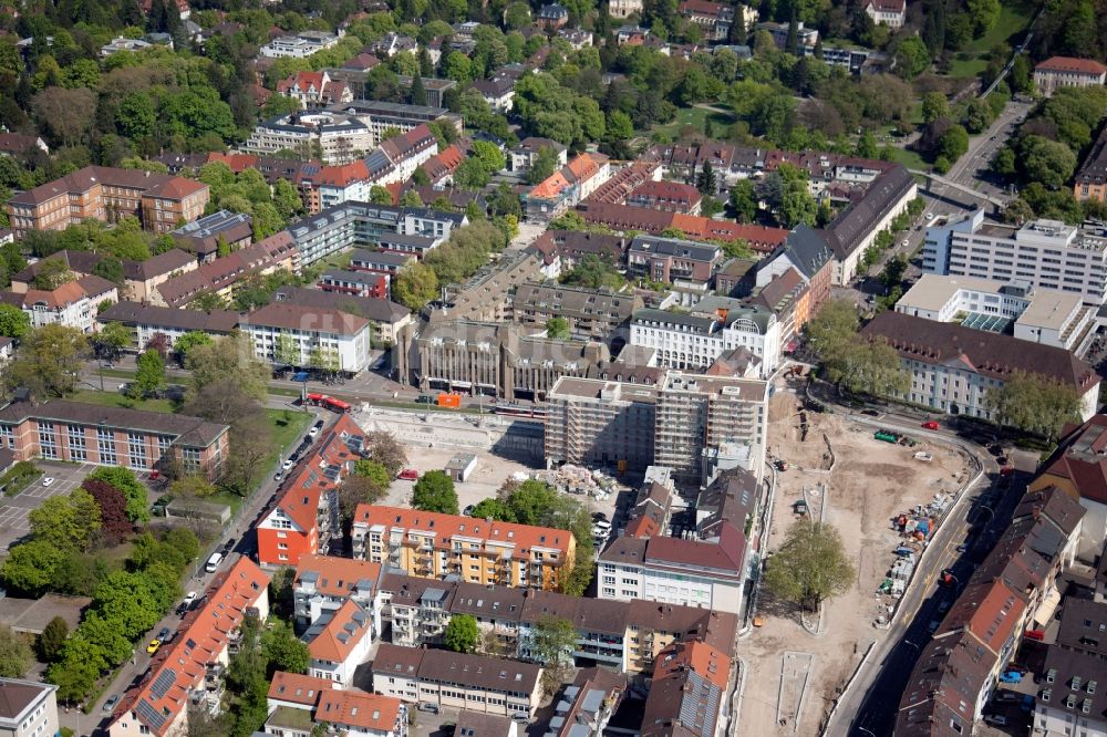 Freiburg im Breisgau von oben - Baustelle zum Umbau des Friedrichsrings in Freiburg im Breisgau im Bundesland Baden-Württemberg