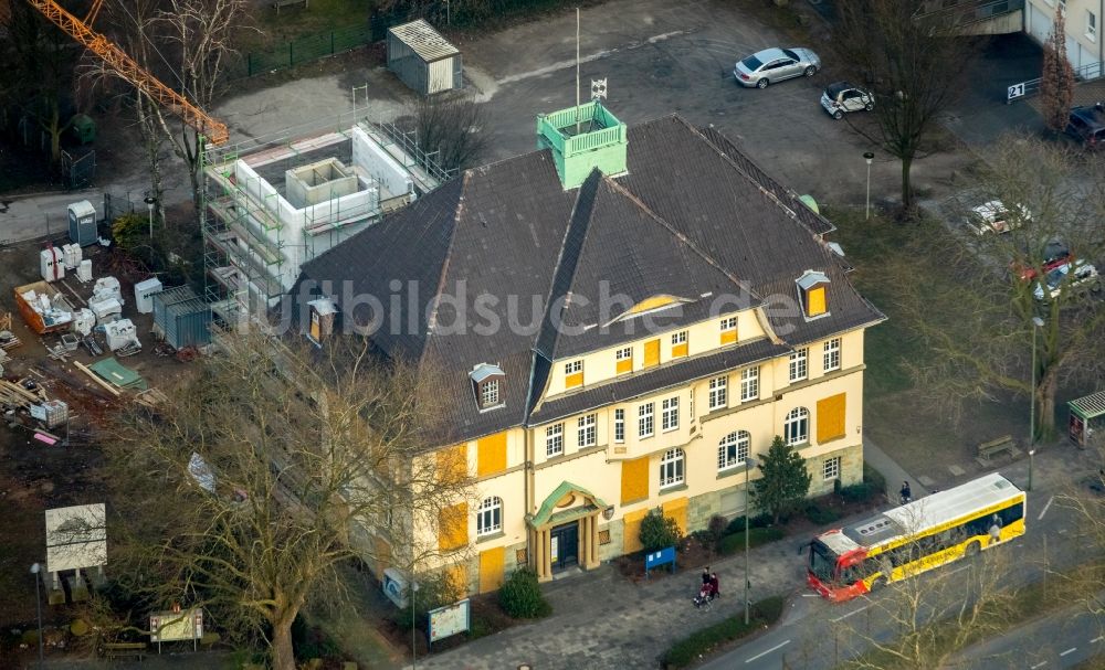 Luftbild Hamm - Baustelle zum Umbau am Gebäude der Stadtverwaltung - Rathaus Stadt Hamm, Rathaus Heessen am Bockelweg in Hamm im Bundesland Nordrhein-Westfalen, Deutschland