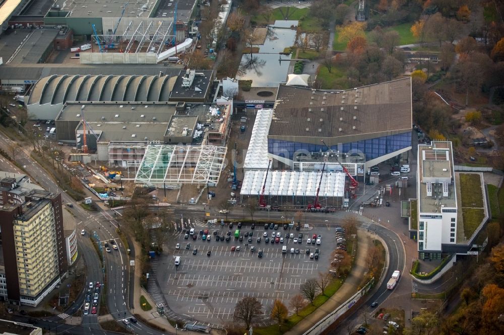 Essen aus der Vogelperspektive: Baustelle zum Umbau der Messe in Essen im Bundesland Nordrhein-Westfalen