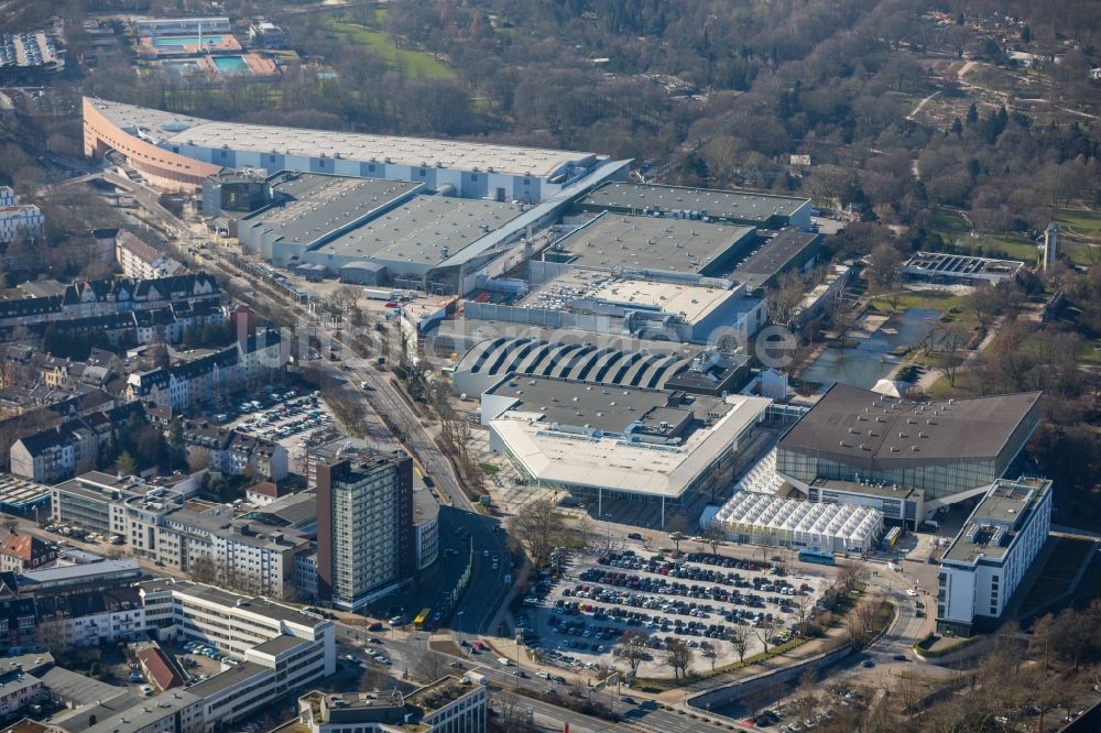 Essen aus der Vogelperspektive: Baustelle zum Umbau der Messe in Essen im Bundesland Nordrhein-Westfalen