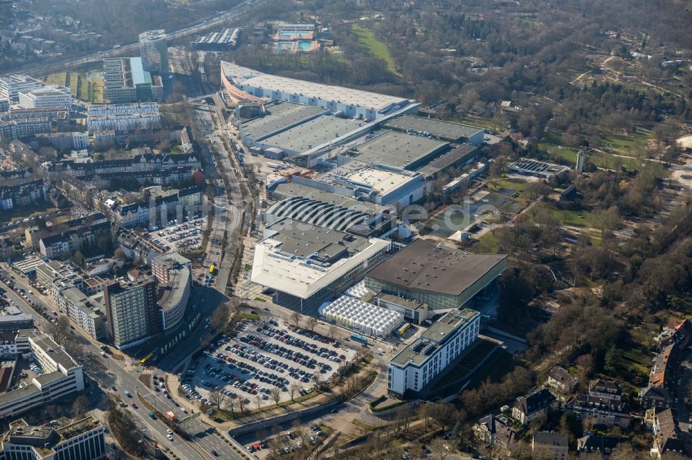 Essen aus der Vogelperspektive: Baustelle zum Umbau der Messe in Essen im Bundesland Nordrhein-Westfalen