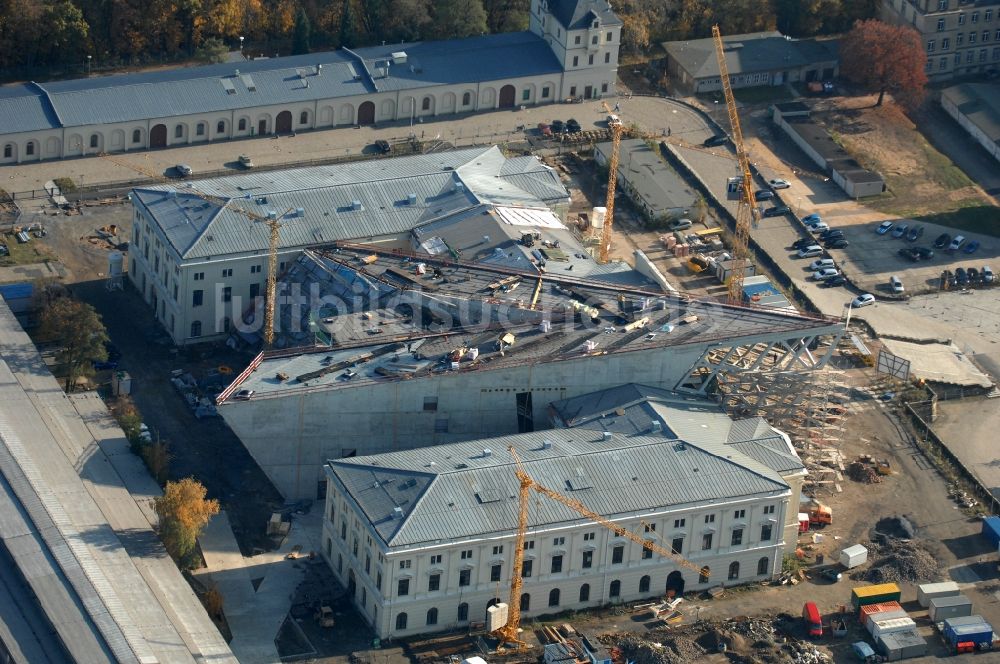 Dresden aus der Vogelperspektive: Baustelle zum Umbau Militärhistorisches Museum der Bundeswehr ( MHM ) in Dresden im Bundesland Sachsen