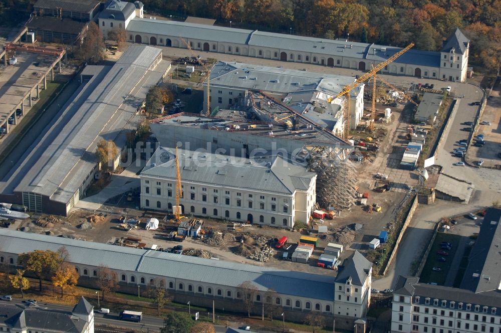 Luftbild Dresden - Baustelle zum Umbau Militärhistorisches Museum der Bundeswehr ( MHM ) in Dresden im Bundesland Sachsen