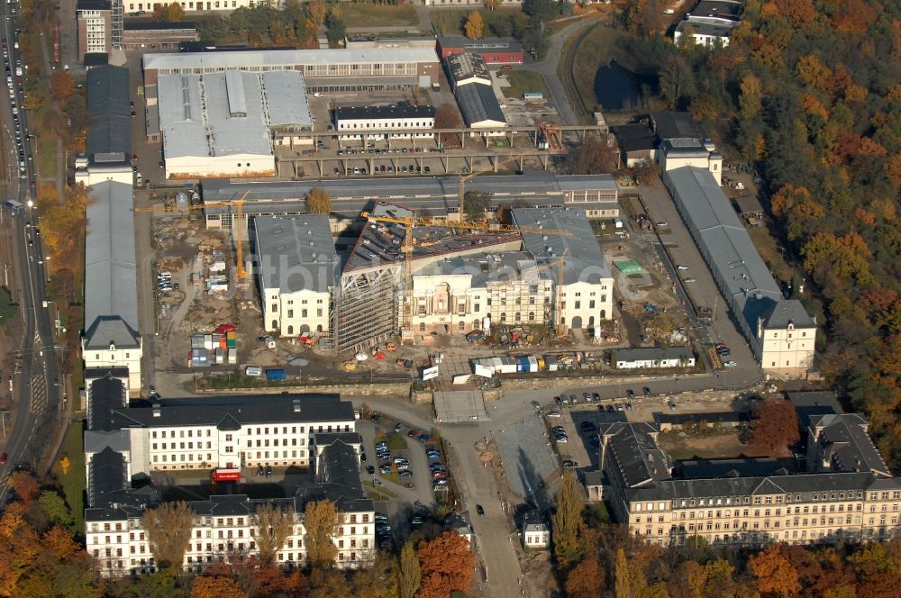 Luftbild Dresden - Baustelle zum Umbau Militärhistorisches Museum der Bundeswehr ( MHM ) in Dresden im Bundesland Sachsen