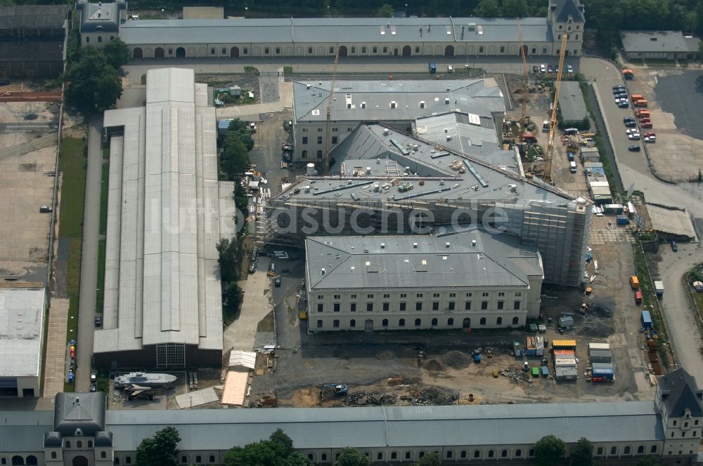 Luftbild Dresden - Baustelle zum Umbau Militärhistorisches Museum der Bundeswehr ( MHM ) in Dresden im Bundesland Sachsen