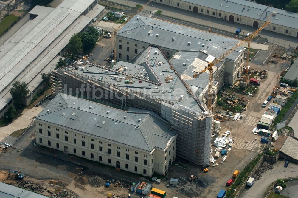 Dresden aus der Vogelperspektive: Baustelle zum Umbau Militärhistorisches Museum der Bundeswehr ( MHM ) in Dresden im Bundesland Sachsen