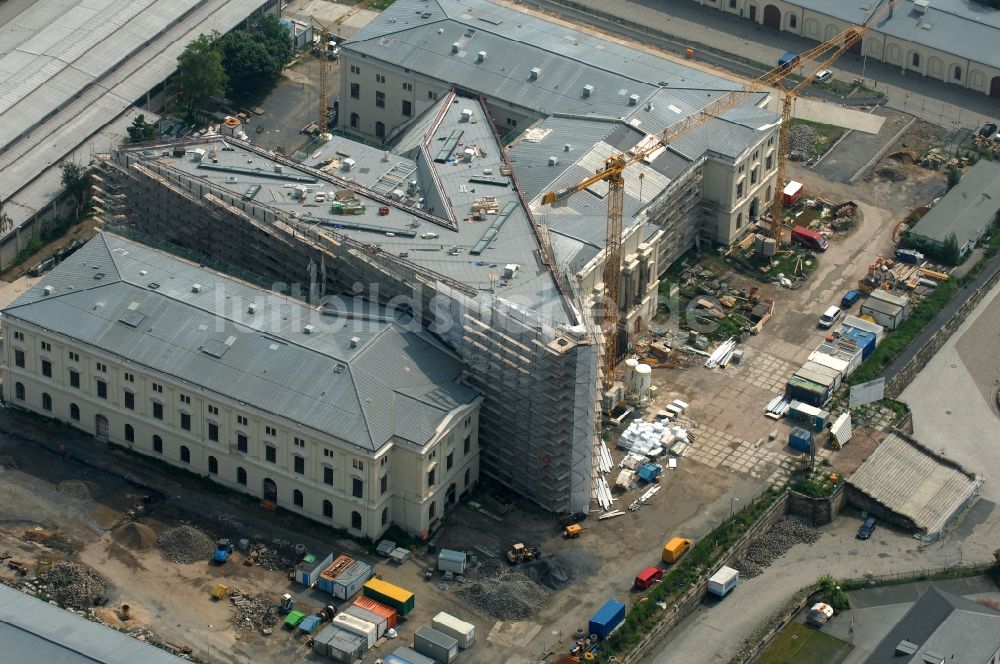 Luftbild Dresden - Baustelle zum Umbau Militärhistorisches Museum der Bundeswehr ( MHM ) in Dresden im Bundesland Sachsen