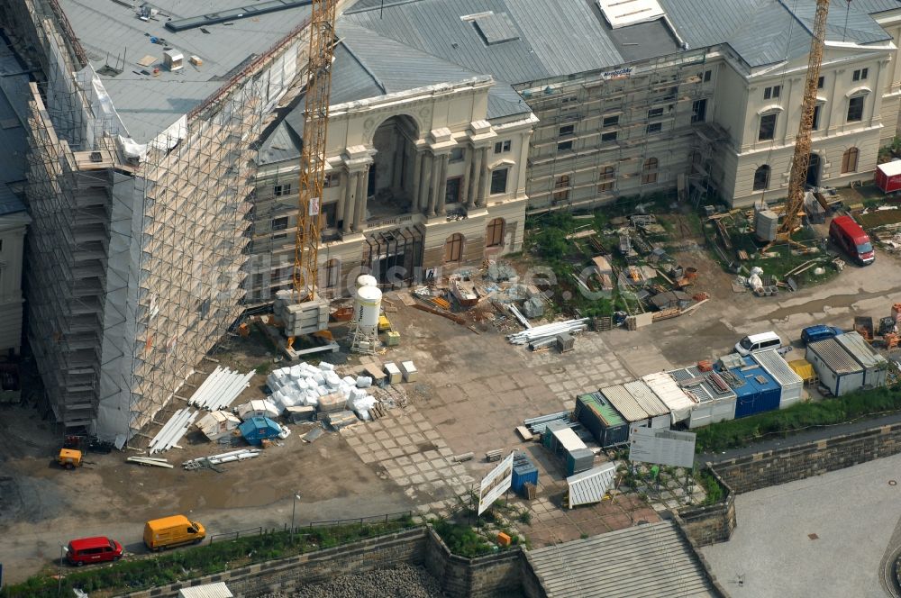 Dresden von oben - Baustelle zum Umbau Militärhistorisches Museum der Bundeswehr ( MHM ) in Dresden im Bundesland Sachsen